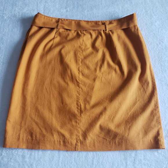 BODEN Leonora Blended Linen Belted Front Button A Cut Midi Skirt Orange SZ 16R - Picture 5 of 13